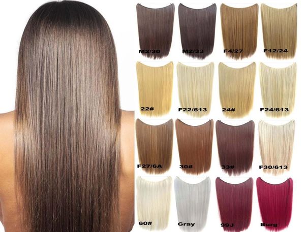 TODO PAGO PAGO Fino 22 pulgadas Línea de pescado recto Extensiones para el cabello Sinthetic Halo Cabello de cabello de una pieza Fibra de resistencia al calor 19720985