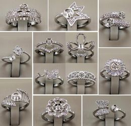 Configuración de anillo de perlas enteras Configuración de anillo de plata 925 sólida de circón 16 estilos de anillo para mujeres Anillos de montaje ajustables en blanco DIY J6836383