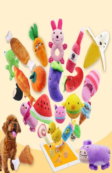 Jouets pour animaux de compagnie entiers jouets sonores pour chiens fournitures pour chat pour animaux de compagnie bouteilles en peluche Fruits légumes sucettes beignets divers Styles 4364013