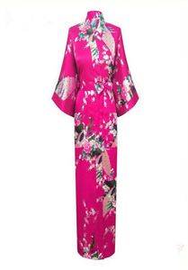 Vestido tipo kimono de flores japonesas de color rosa, lencería Sexy, albornoz, ropa de dormir larga, traje de Sauna, bata de boda de talla grande N8969850