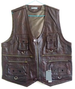 Veste à hommes L6XL entièrement taille avec de nombreuses poches Veste Veste de pographe en cuir authentique pour hommes tops 5310251