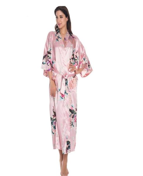 Talla de gran tamaño xxxl japonés Kimono Yukata Vestido Long Silk Rayon Bata de boda Lingerie Rata de noche impresa Mujer PI9895931