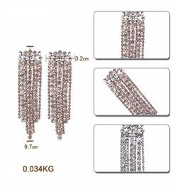 Hele populaire mode -luxe ontwerper overdreven glinsterende full -strass Crystal Long Tassel stud oorbellen voor dames5530839