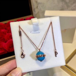 Hele bezit ontwerper Rose Gold vergulde kleurrijke keramische ronde ball hanger ketting voor vrouwen sieraden243G