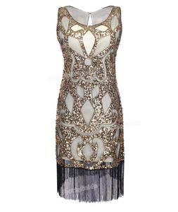 Whole Prettuide Women 1920039S Sequin Art Deco Hollow Paisley Tribe Cocktail Inspired Flapper Robe Great Gatsby Dress300M3661496