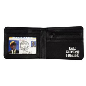 Entier - Pulp Fiction en cuir en cuir brodé Bad Mother F Ker avec porte-carte portefeuille pour hommes Bolsos Mujer 295o 238V