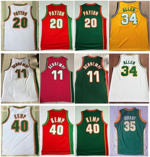 Vintage de toda calidad 11 Detlef Schrempf Green White Red 20 The Glove Gary Payton 40 Reign Man Shawn Kemp Jersey 34 Ray A9889443