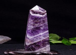 Tour d'améthyste à bandes de Chevron naturel violet, Rare, Auralite, Quartz, pointe de cristal, baguette, bijoux de guérison, Makin6807767