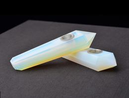 Crystal d'opale blanc naturel brut entier Pipe de roche Point Point Obelisk Hexagonal Wand Tobacco Holder SMOK2588492