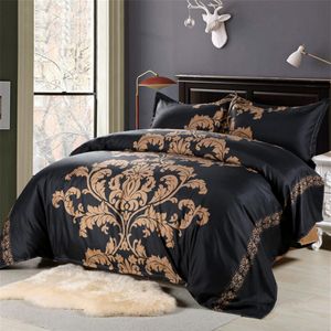 Literie entière rouge noir blanc Style européen housse de couette King Size Edredon linge de lit chine Kit de literie271Z