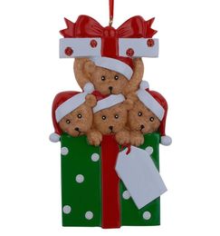 Famille entière d'ours en résine de 4 ornements de Noël cadeaux personnalisés qui peuvent écrire votre propre nom pour les vacances et la décoration de la maison 6984369