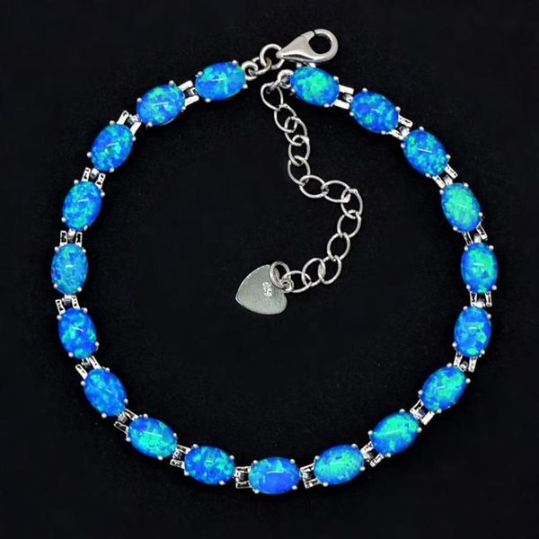 Pulsera de ópalo de fuego azul de moda al por menor, joyería de plata de ley 925 para mujer BNT17122901301j