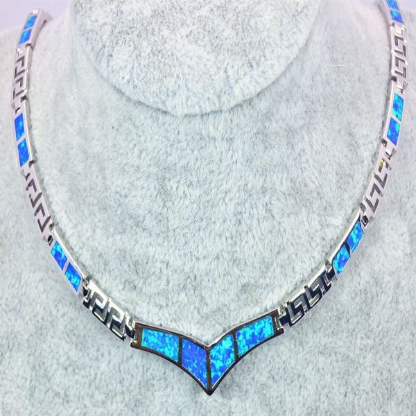 Colliers en pierre opale de feu bleue pour femmes, bijoux à la mode, vente au détail, BRC170827012661