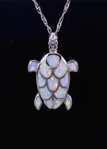 Bijoux de mode entiers de la vente au détail Fine Fire blanc Opale Turtle Sliver Pendants et collier pour femmes PJ170827137665083