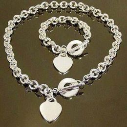 Hele retail laagste kerstcadeau 925 zilveren liefde kettingbracelet set S764355068