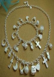 Conjunto de collar y pulsera de plata 925, el regalo de Navidad más bajo al por menor, S0729515025