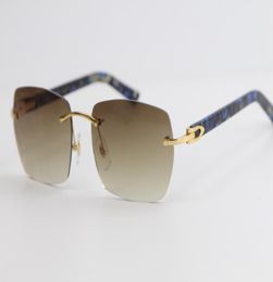 Zonnebril met hele randloze marmeren plank 8100905 Grote vierkante zonnebril Metalen frame, eenvoudige vrijetijdsbesteding, geometrische brillenvormen7311928
