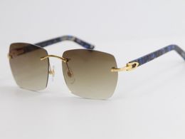 Zonnebril met hele randloze marmeren plank 8100905 Grote vierkante zonnebril Metalen frame, eenvoudige vrijetijdsbesteding, geometrische brillenvormen8349758