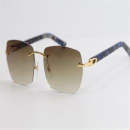 Hele randloze marmeren plank zonnebril 8100905 grote vierkante zonnebrillen metalen frame eenvoudige vrije tijd geomettic brillen