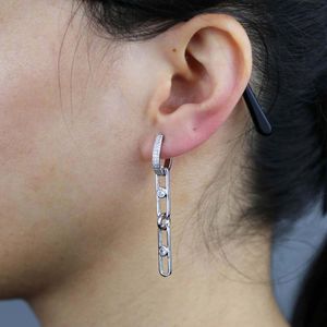 Hele Rose Goud Kleur Punk Rock Crystal Zirconia Verharde Nieuwste Ontwerp Mode Lange Link Chain Hoop Earring Voor Women253c