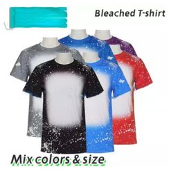 Whole S M L XL 4xl Sublimation Bleached Shirts Transfert de chaleur Blanche Javel Shirt Bleached Polyester Tshirts US Men Women Party8384451