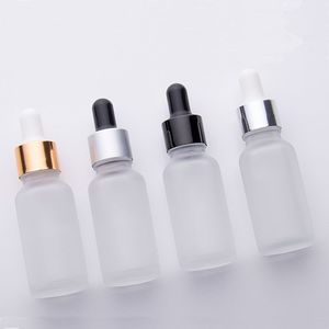 hele verkoop 30ml mat glazen druppelflesje etherische olie glazen fles met gouden strook zwarte dop BJ