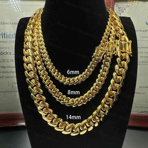 Precio de venta completo Collar cubano Chapado en oro 6 mm 8 mm 14 mm Cadena de eslabones cubanos de cobre Hiphop