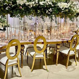 Chaise de mariage avec anneaux, en acier inoxydable doré, pour cérémonie de mariage, fête en plein air, vente entière