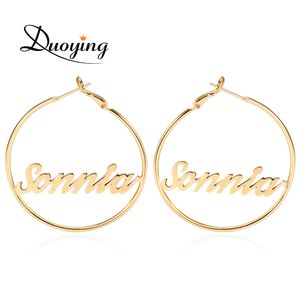 Geheel Saleduoying Circle Name Earring 45 mm Hoop Oorbellen voor Etsy Celebrity Style Round Personalized Custom to Women Gifts