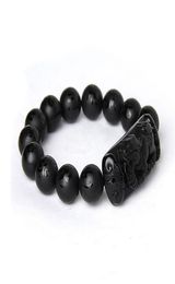 Bracelet en pierre d'obsidienne naturelle noire entier Six mots Bouddha Perles Pixiu Bracelets For Men Women Fashion Bless Beset B8738927