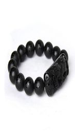 Hele scrab zwarte natuurlijke obsidiaan stenen armband zes woorden boeddha kralen pixiu armbanden voor mannen mode zegene sieraden b1456435
