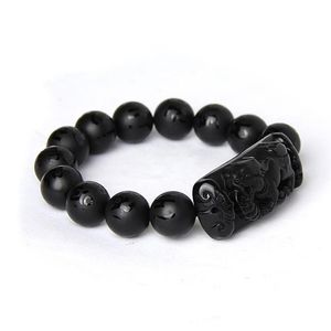 Ensemble Scrab Noir Obsidienne Naturelle Pierre Bracelet Six Mots Bouddha Perles Pixiu Bracelets Pour Hommes Femmes Mode Bless Bijoux B195p