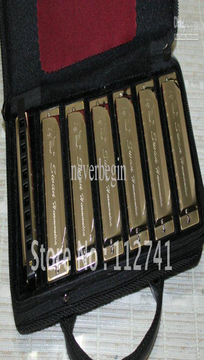 Intero venduto 10hole 20tone 7 tune setpacking armonica sacchetto regalo5107206