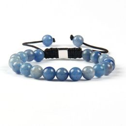 Bracelets Shambhala entiers 8mm, œil de tigre naturel, Lapis Lazuli, perles en pierre d'aventurine vert clair et bleu avec carré d'argent 307k