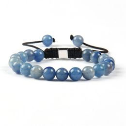 Bracelets Shambhala entiers 8mm, œil de tigre naturel, Lapis Lazuli, perles en pierre d'aventurine vert clair et bleu avec carré argenté 306w