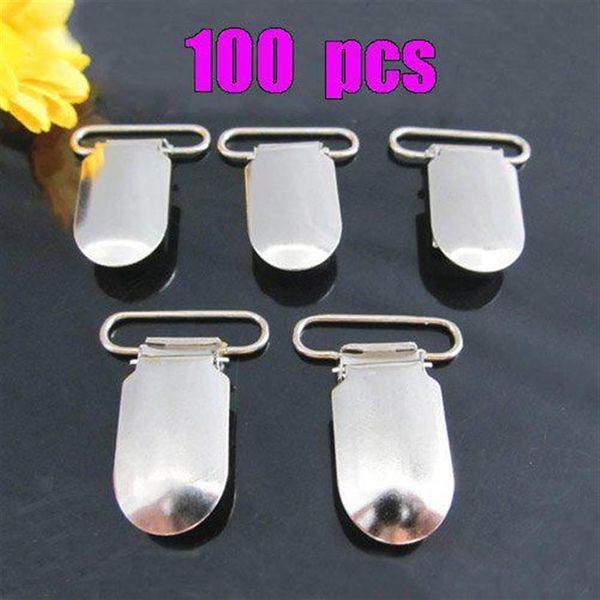 Whole- shipping 100pcs / lot Lead Metal Suspender Paci Pacifier Ruban Clips Holder Plastic Insert 323