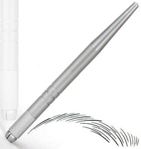 Silt Silver Professional Permanent Makeup Pen 3D Manuel de broderie Tatouage Microblade 50pcSlot3375869