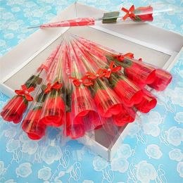 Simulation entière Single Roses Soap Fleur Créative Savon Fleur Practical Valentine's Day Gift Rose Soap233m