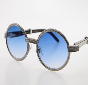 Lunettes de soleil rondes avec petites pierres entières 7550178, mélange de noir et blanc, lunettes en corne de buffle, Vintage unisexe, décoration C, cadre doré 1151863