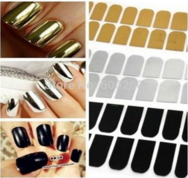 Autocollant de beauté pour Nail Art, tout lisse, feuilles d'armure, enveloppes de décoration, décalcomanie noir, argent, or, nouveau 2015, 253s7711149