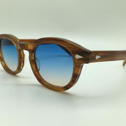 Whole-SPEIKE Mode personnalisée Lemtosh Johnny Depp style lunettes de soleil haute qualité Vintage lunettes de soleil rondes lentilles bleu-marron 233i