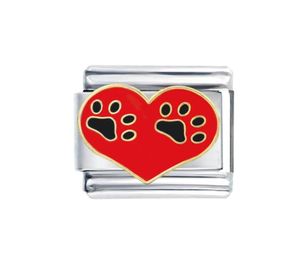 En acier inoxydable entier 9 mm Taille classique Liens composables réglables Love Pet Dog Paw Bracelet de charme italien 1594175