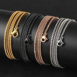 Corrente de caixa de ligação de aço inoxidável inteira 1 5mm prata ouro rosa ouro preto gargantilhas colares para mulheres moda jóias361d