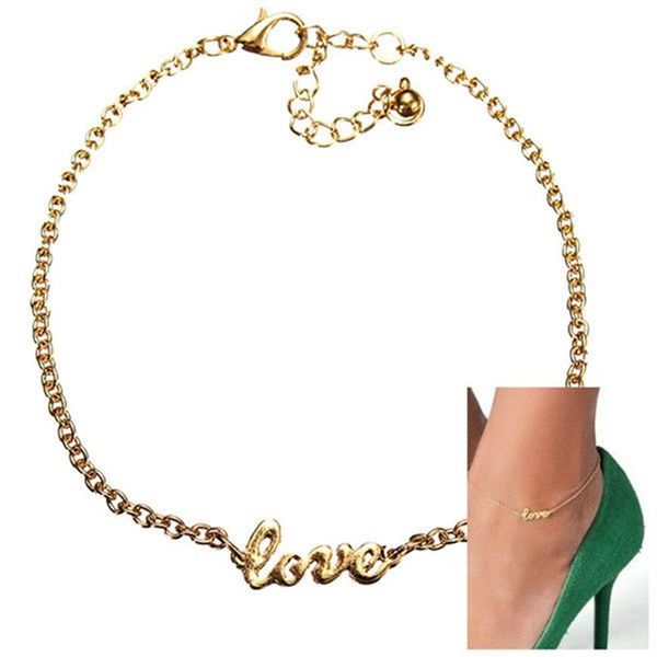 Charme d'amour de style entièrement stylisme Simple Elegant Sexy Anklet Foot Chain Chevallettes Bracelet de cheville entièrement 246