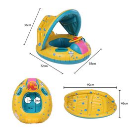 Hele Zomer Baby Zwemmen Ring Opblaasbare Ring Verstelbare Zonnescherm Seat Zwembad Float Pasgeborenen Baden Cirkel Inflatabl2930