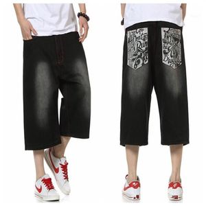 Hele Zomer Stijl Hip Hop Baggy Losse Gedrukte Broek Voor Mannen Denim Jeans Shorts Heren Shorts Plus Maat 30-46 FS494113017