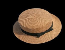 hele zon platte strohoed schipper hoed meisjes boog zomer hoeden voor vrouwen strand platte panama stro chapeau femme7128696