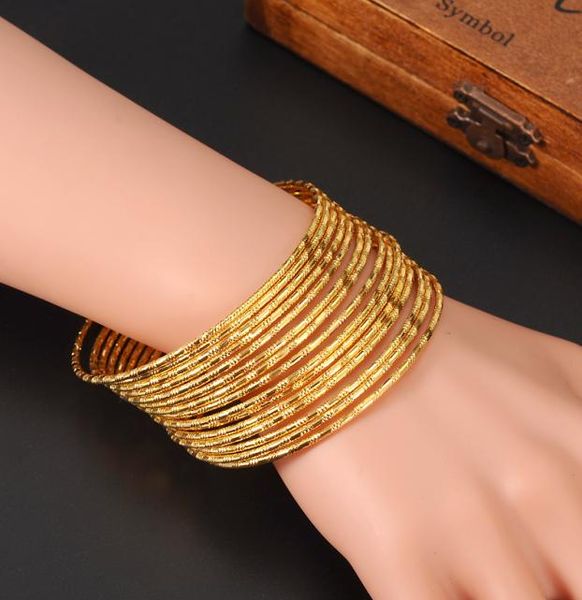 entièrement super 24k Gold Femmes Gold Big Dubai Bride Wedding Ethiopian Bracelet Africa Brangle Bijoux arabe Charmgirls India Gifts7351634