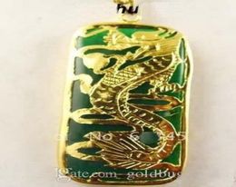 Superbe superbe 18kgp dragon vert jade men039s bijoux pendentif et collier3936516