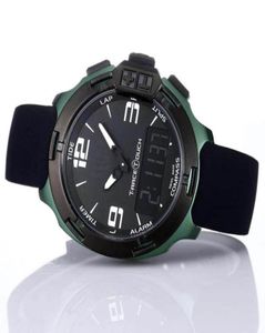 Tactile entièrement t race t081 altimeter boussin chrono quartz bracelet en caoutchouc noir fermoir fermoir hommes verts montre wristwatche9574720
